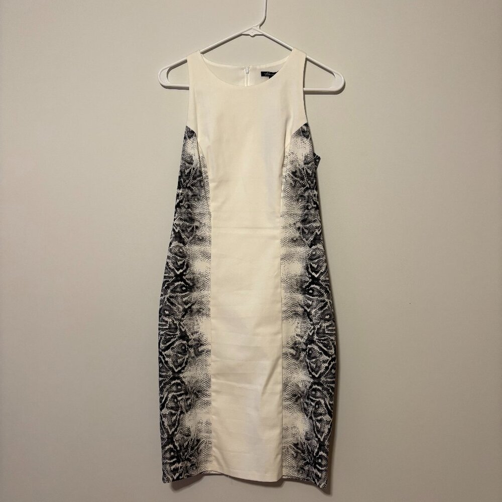 Kenneth Cole Boa Dress Cream/Black Size 2